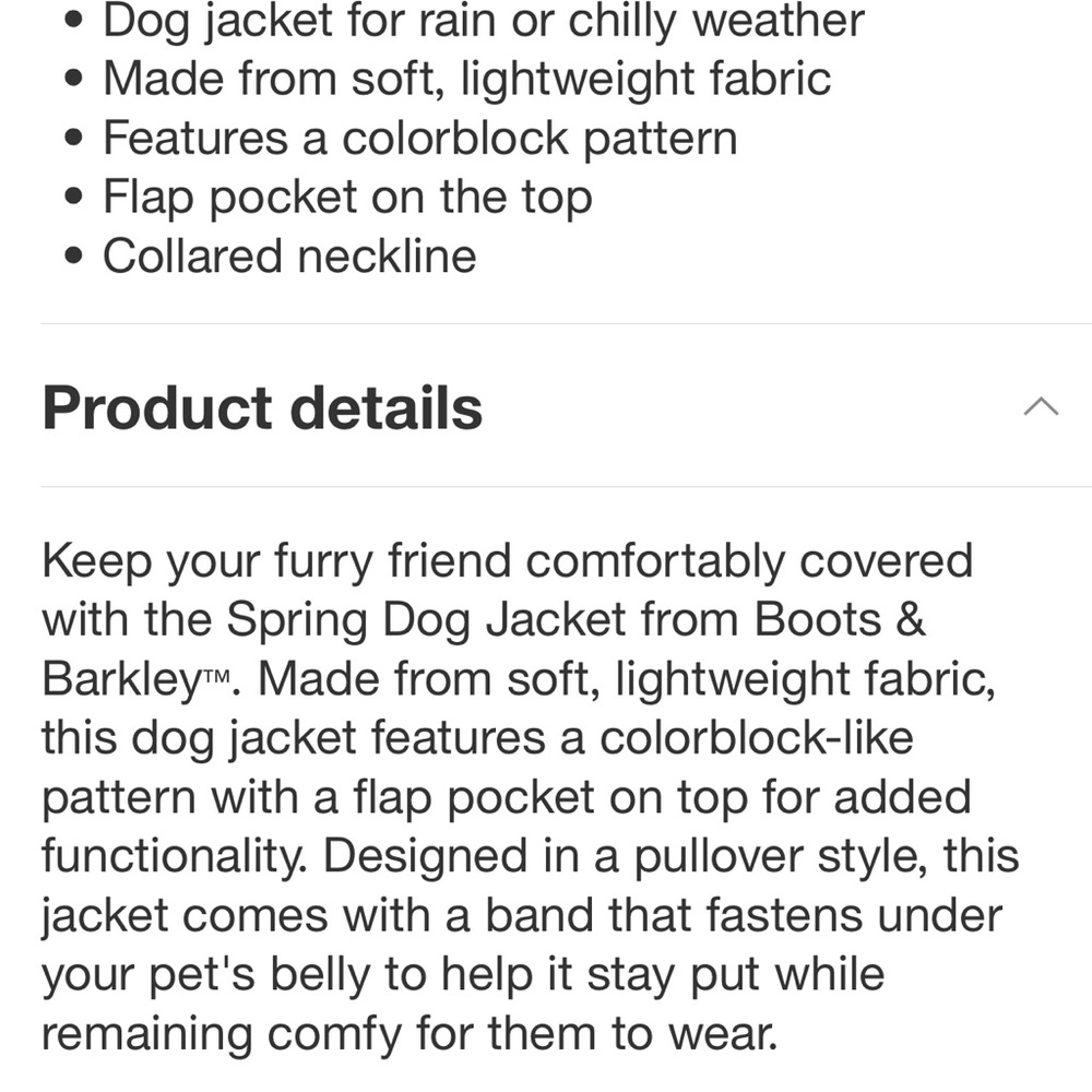 NEW-Spring Dog Jacket -XS & SMALL- Boots & Barkley - Picture 4 of 8